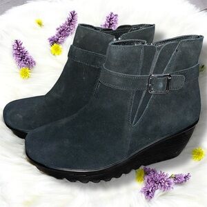 Skechers Black Suede Wedge Booties - 8.5 Wide
